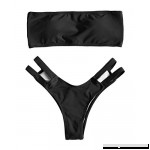 ZAFUL Women’s Sexy Cut Out Back Swimsuit Hollow Out Bottom Two Pieces Bandeau Bikini Set Black B07N8SND46